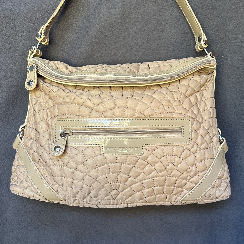Vera Bradley Quilted Taupe Shoulder Hand Bag